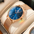 OLEVS Damenuhr Quarz Wasserdicht Luxus Edelstahl Roségold Elegant Geschenkbox Inklusive | OLEVS Damen Luxus Roségold Premium Uhr