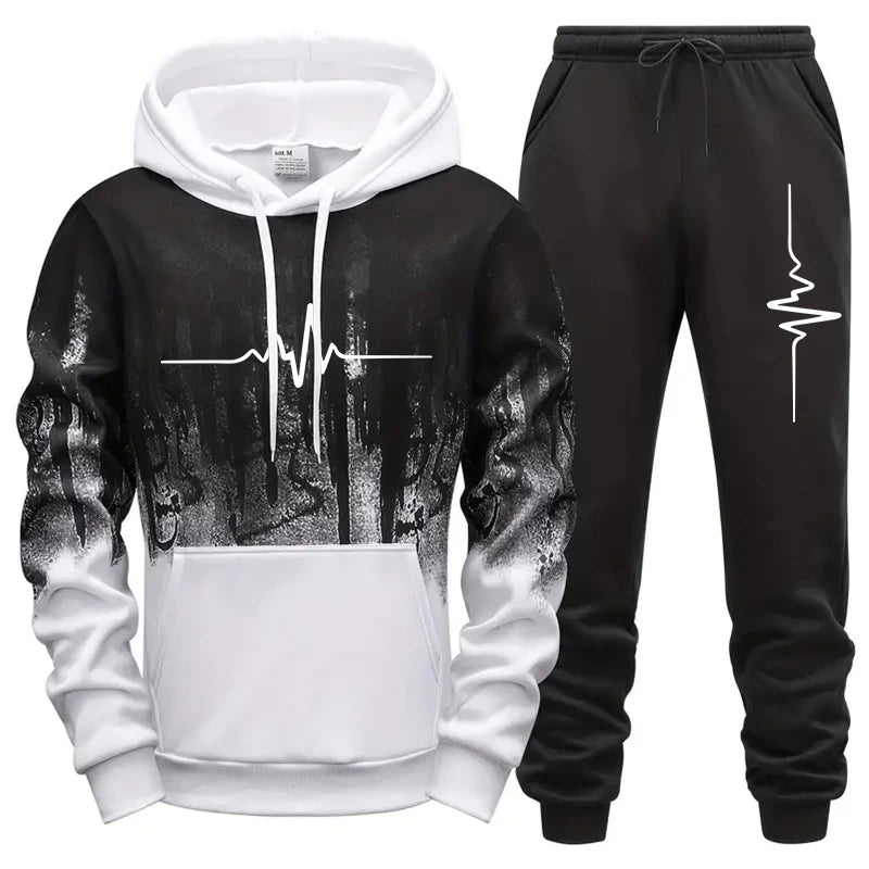 Ensemble Survêtement Homme 2 Pièces Hoodie + Pantalon Jogging Casual Sport Confort Quotidien Fashion Polyvalent Premium – Tenue Sport Complète | Mode Homme Sport Premium