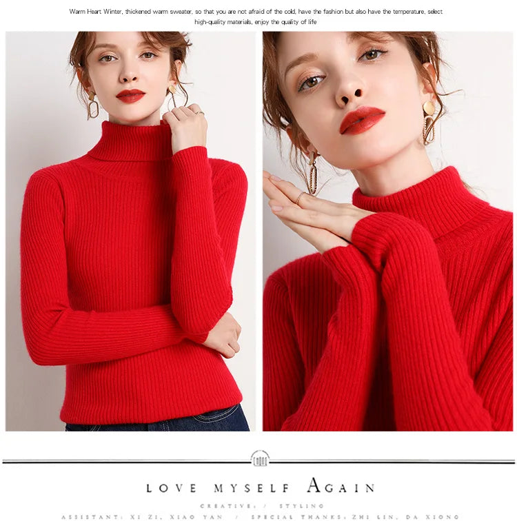Pull Col Roulé Cachemire Ultra-Doux Femme - Tricot Basique Chic Automne Hiver | Heliar