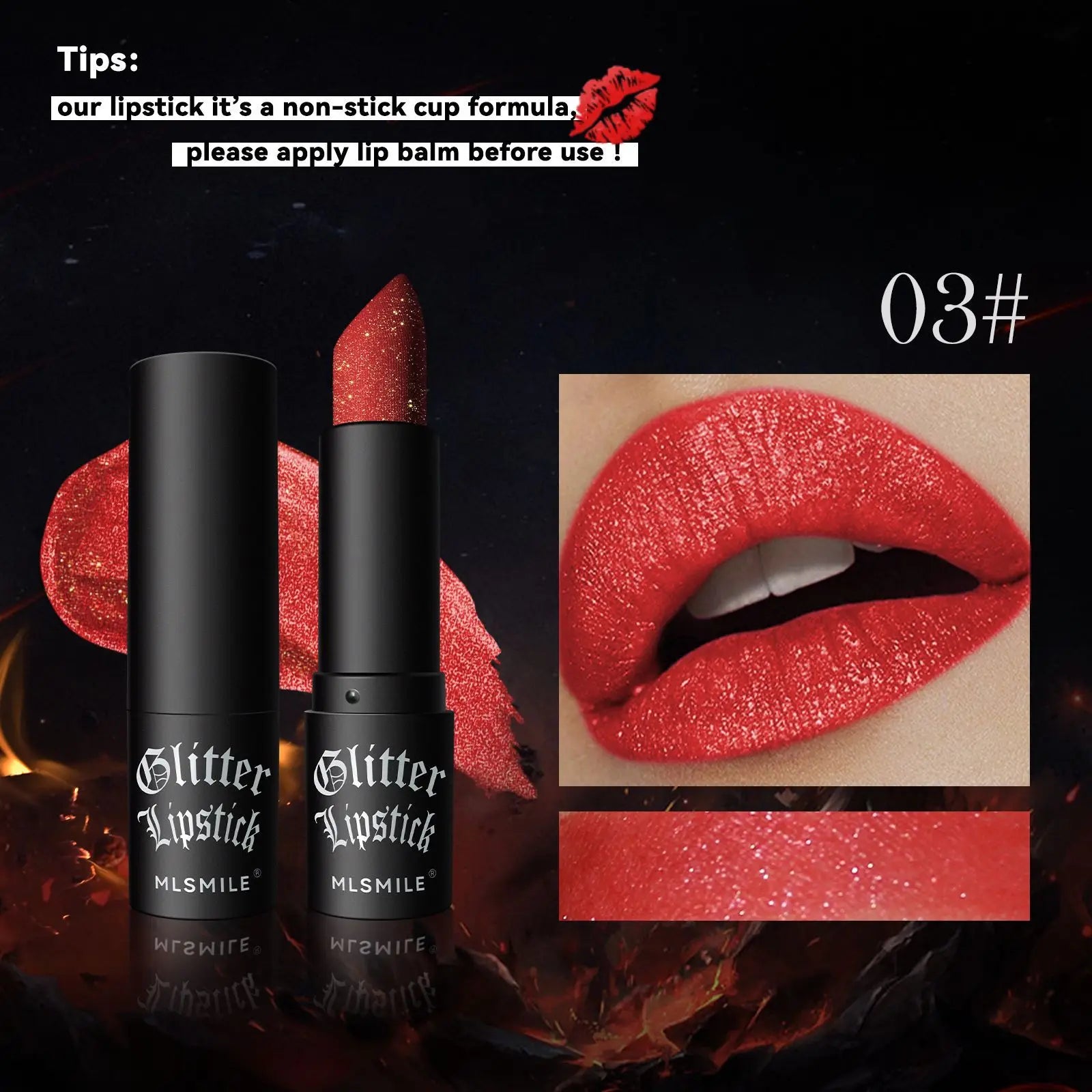 Rouge à Lèvres Glitter 7 Couleurs – Diamond Pearlescent Métallique Waterproof | Lipgloss Noir Femme