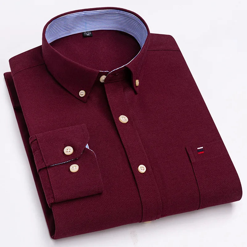 Chemise Homme 100% Coton Manches Longues Carreaux Oxford Casual Business Grande Taille 5XL 6XL 7XL | Chemise Oxford Premium