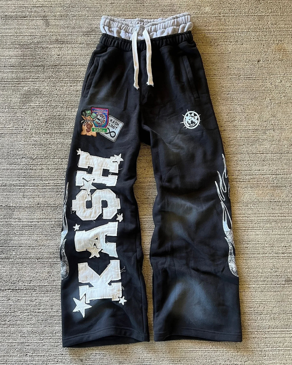 Jogginghose Herren Y2K Baggy Patches Buchstaben Retro Double Layer Hip-Hop Gothic Elastischer Bund Casual | Sweatpants Y2K Gothic Premium