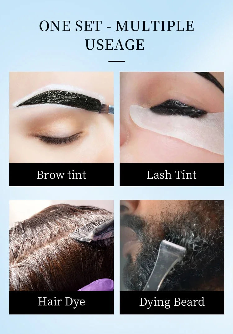Teinture Sourcils & Cils Henné Semi-Permanente – 15 Min Action Rapide | Crème Tattoo Brow Professionnel