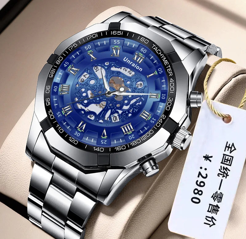 Montre Homme Automatique Calendrier Lumineux Chiffres Romains – Business Étanche Élégante