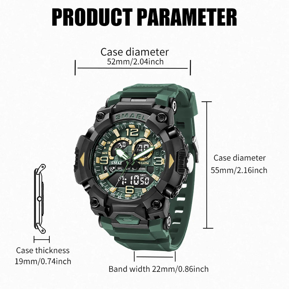 Montre Homme SMAEL 8099 Militaire Digital Sport – Étanche 50M LED Chronographe Antichoc