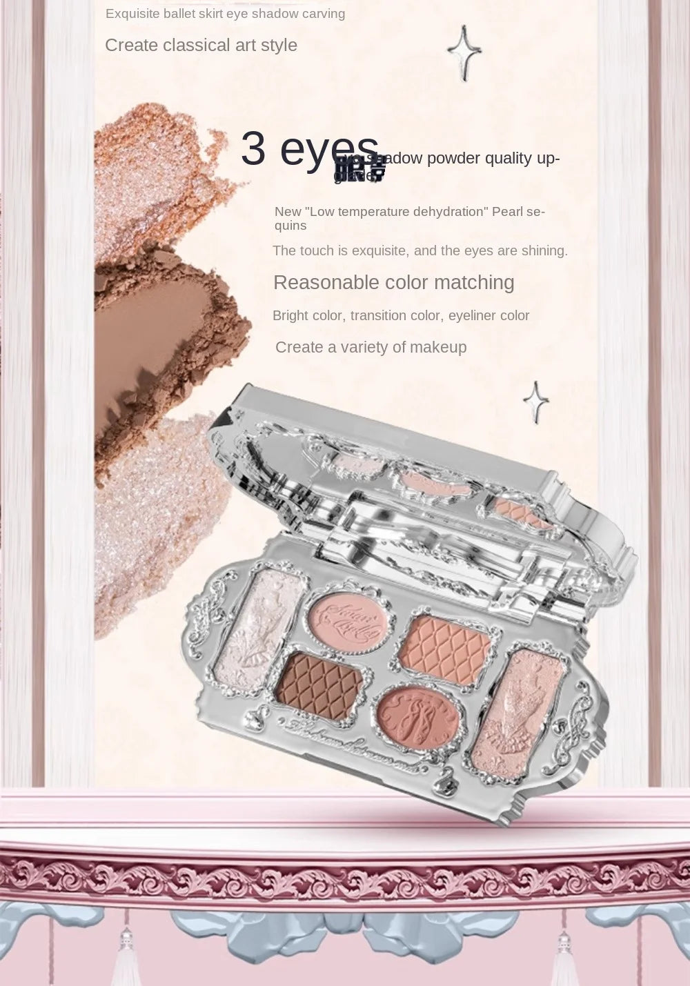 Palette Fards à Paupières Flower Knows Swan Ballet – 6 Teintes Mat, Shimmer & Nacré | Glitter