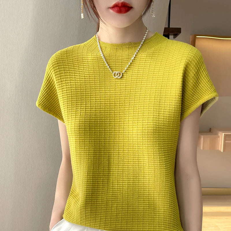 T-Shirt Femme Oversize Col Rond Uni Manches Courtes Doux Casual – Tee Mode Été Confortable | Basique Chic