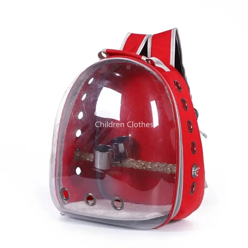 Sac Transport Perroquet & Oiseaux Backpack Acrylique – Perchoir, Mangeoire, Cage Portable | Perruche, Cocatièl & Lapin