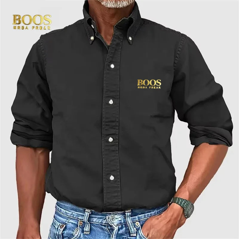 Chemise Homme Couleur Unie Col Boutonné 4 Saisons – Casual Business Urbain Polyvalent Raffiné | Mode Homme