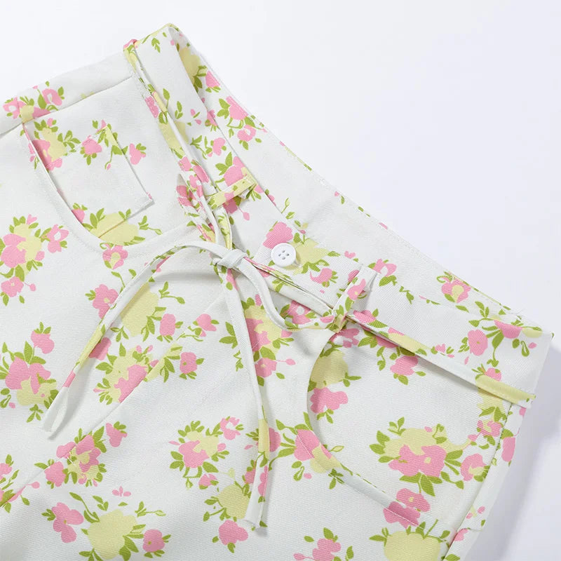 Ensemble 2 Pièces Imprimé Élégant - Gilet Sans Manches À Volants & Pantalon Large | Printemps Été 2026