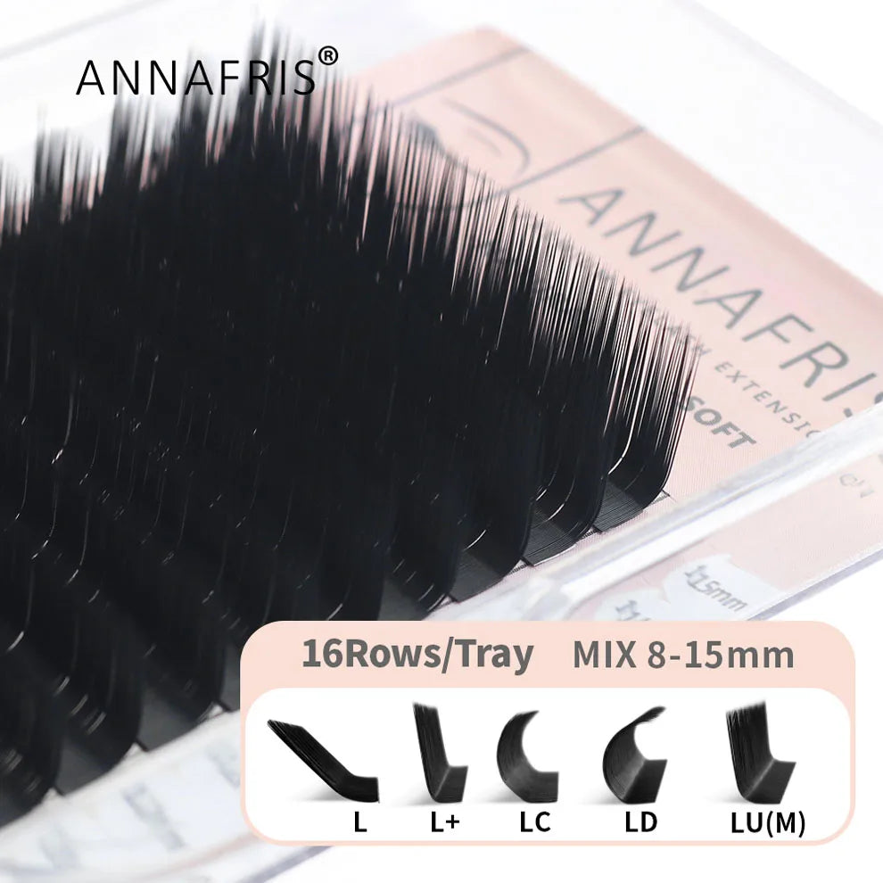 Extensions Cils Individuels ANNAFRIS Korean PBT 8-25mm – Matte Naturel Faux Vison | Fournitures Lashes Professionnel