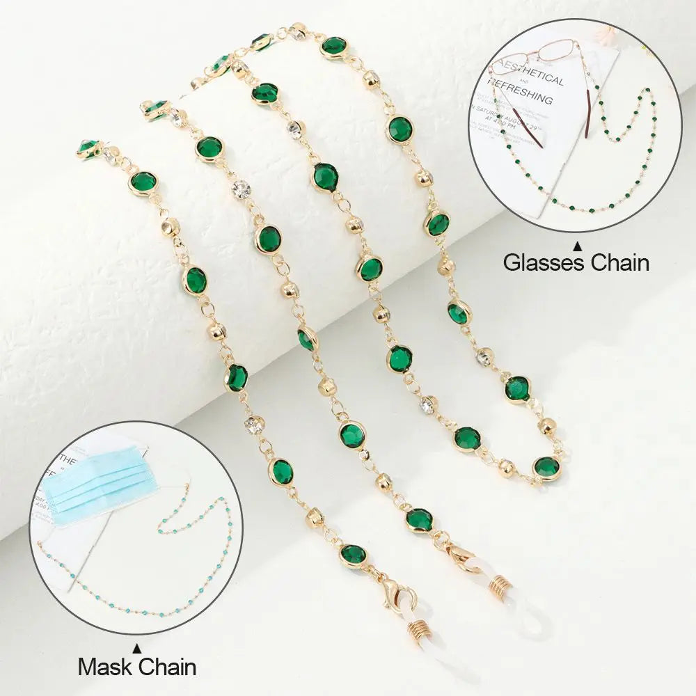 Chaîne de Lunettes Cristal Colorée – Cordon Lunettes de Soleil & Collier Tendance | Accessoire Femme