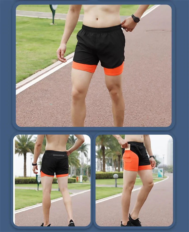Short Sport Homme 2-en-1 Double Couche Sportswear Entraînement Plage Jogging Gym Running Été Respirant Séchage Rapide Confortable – Short Performance Premium | Mode Homme Sport Premium