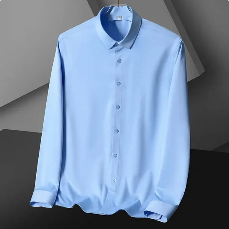 Chemise Homme Manches Longues Anti-Froissage Sans Repassage Business Dress Haut de Gamme Professionnelle Blanche S-5XL | Mode Homme Élégant Premium