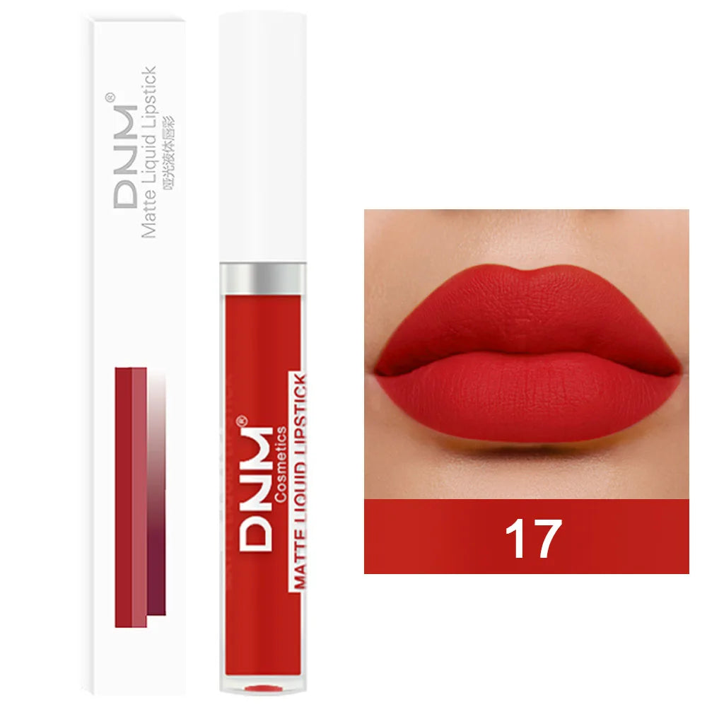 Gloss Velvet Mat DNM 18 Couleurs – Waterproof Longue Tenue | Lip Tint Nude, Rouge & Violet