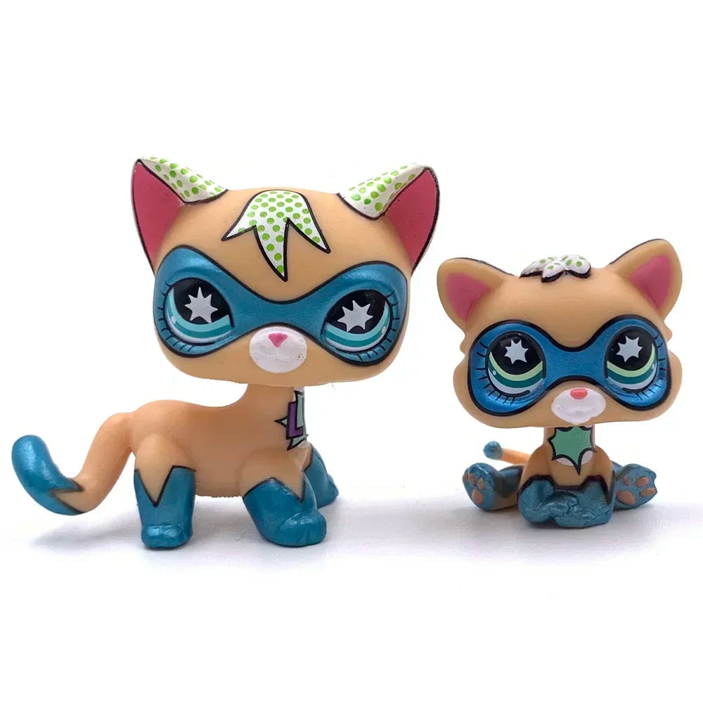 Lot 2 Figurines Animaux Rares LPS – Chat Mignon & Chien Tête Ballante Teckel Colley Cocker Danois | Jouet Collectionnable Enfants