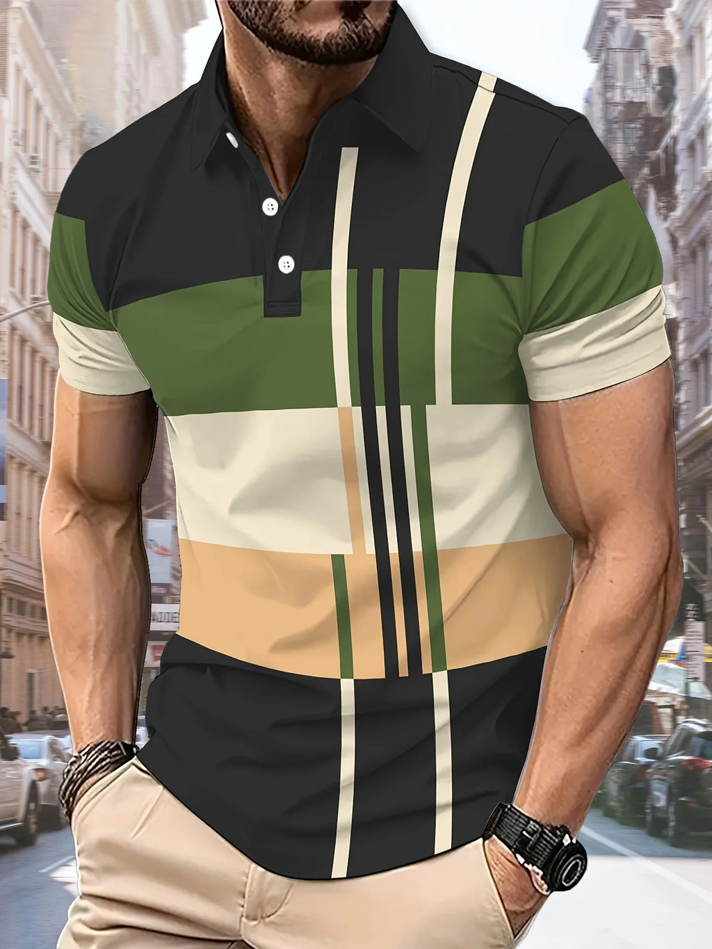 Herren Polo 3D Gestreift Lässig Atmungsaktiv 2025 – Mode Bequem Sommer Bedruckt