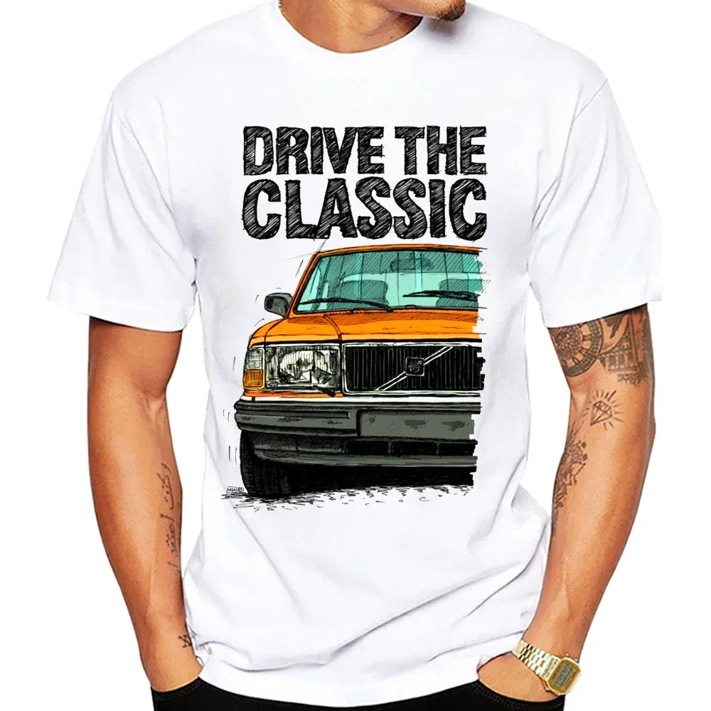 T-Shirt Homme Rétro Voiture Classic 240 Turbo Années 90 – Manches Courtes Hip Hop Casual Été | Streetwear Vintage Auto