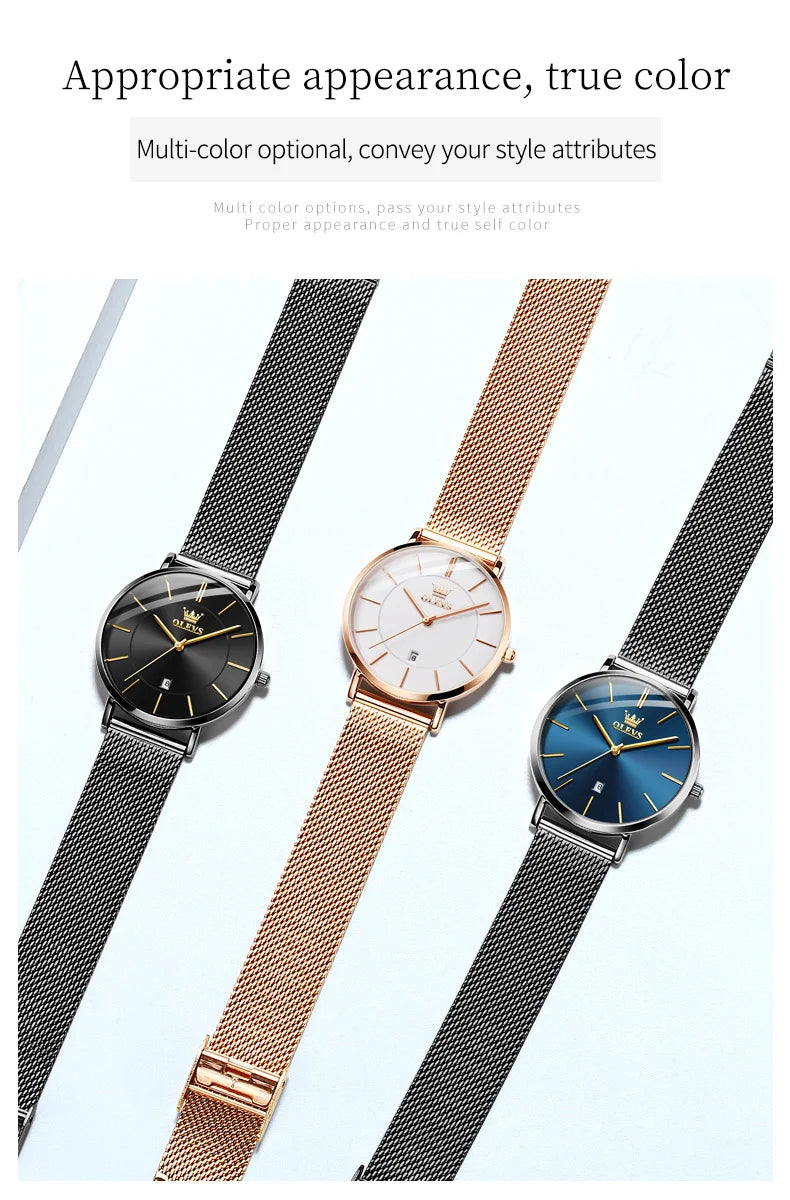 OLEVS Damenuhr Quarz Wasserdicht Luxus Edelstahl Roségold Elegant Geschenkbox Inklusive | OLEVS Damen Luxus Roségold Premium Uhr