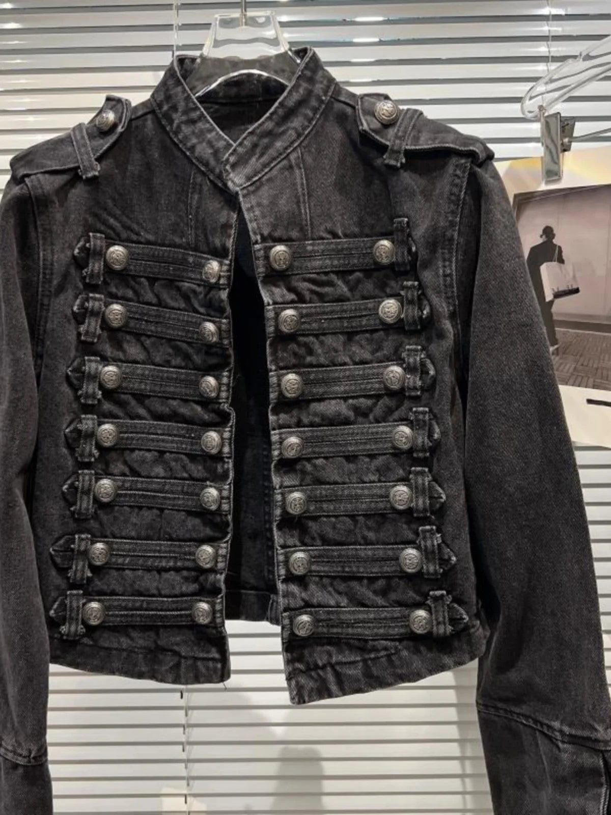 Veste en Jean Femme Style Punk Noir Col Montant Vintage Washed Manches Longues Loose – Blouson Moto Automne | Streetwear