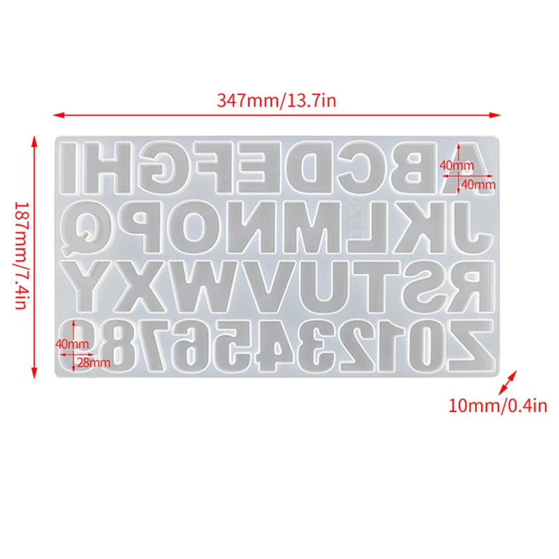 Moule Silicone Alphabet & Chiffres – Résine Époxy, Bougies d’Anniversaire & Bijoux DIY | Porte-Clés, Pendentifs & Déco | Kit Complet