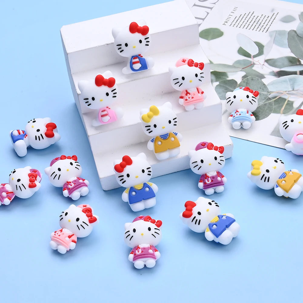7 Perles Silicone 3D Thème Sanrio Hello Kitty – Perles Focus DIY Colliers Bracelets Attache-Tétine