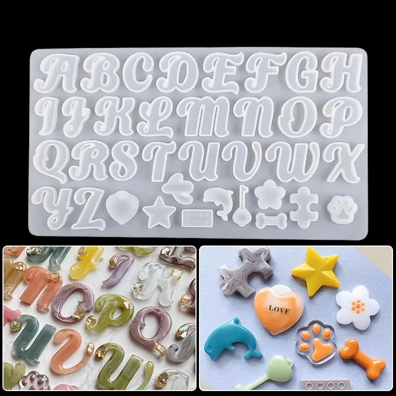 Silikonform Alphabet & Zahlen – Epoxidharz, Geburtstagskerzen & DIY Schmuck | Schlüsselanhänger, Anhänger & Deko | Komplettset