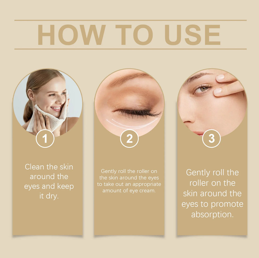 Crème Contour des Yeux Caféine – Anti-Cernes Poches Ridules Liftant Roller Massage