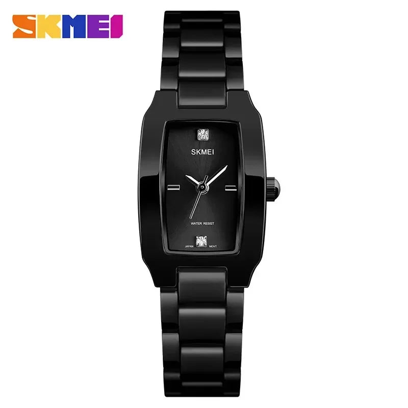 Montre Femme Luxe SKMEI Strass Argenté Quartz Étanche – Fine & Élégante Fashion Casual
