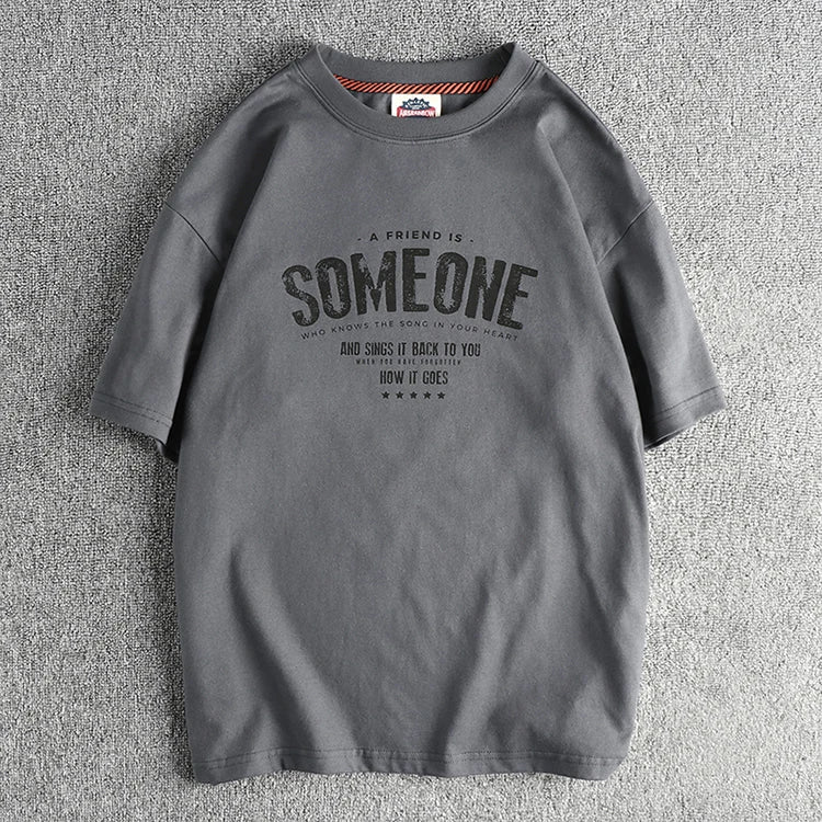 T-Shirt Homme Été Style Américain Rétro Manches Courtes Col Rond Lettres Imprimées 100% Coton Washed Vintage Loose Casual – Tee Streetwear Tendance | Mode Homme Premium