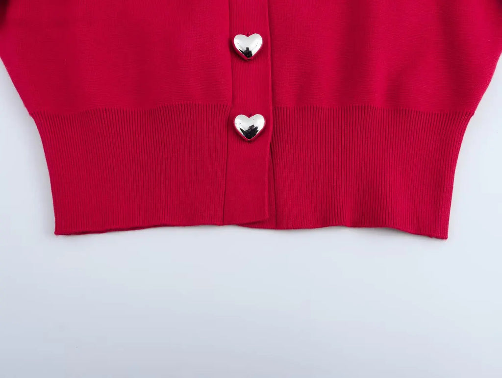 Cardigan Court Tricoté Femme Boutons Col Rond Manches Longues – Poignets Côtelés Chaud Automne