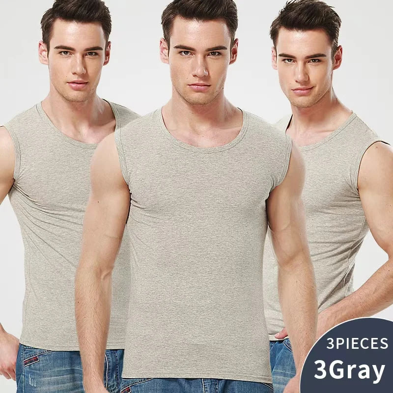 Lot 1/3/5 Herren Tanktops Baumwolle Ärmellos Slim Sport Fitness Atmungsaktiv Breite Träger | Premium Baumwoll Sport-Tanktop