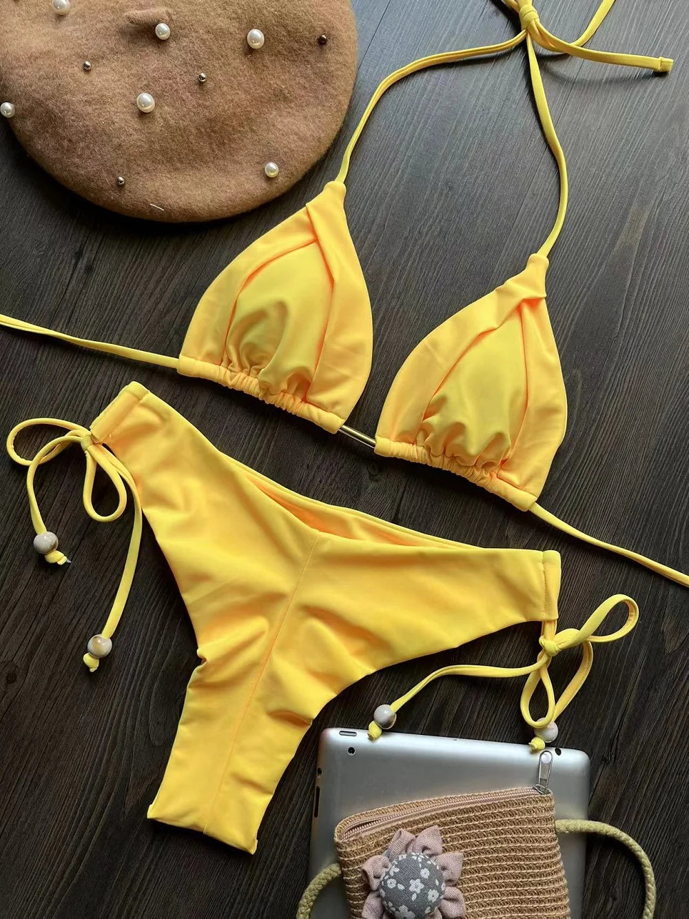 Bikini Femme Triangle Brésilien Push-Up – 13 Coloris | Maillot de Bain 2 Pièces Sexy Plage Été