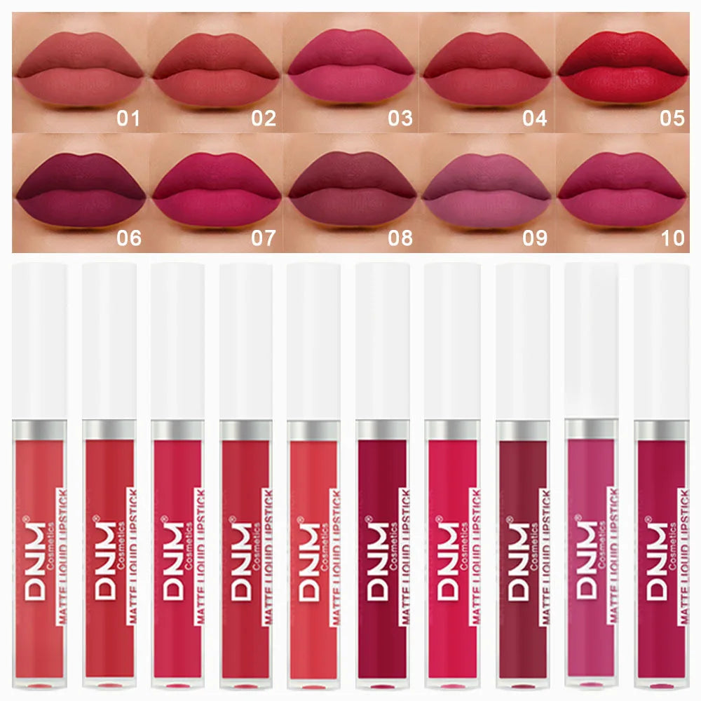 Gloss Velvet Mat DNM 18 Couleurs – Waterproof Longue Tenue | Lip Tint Nude, Rouge & Violet