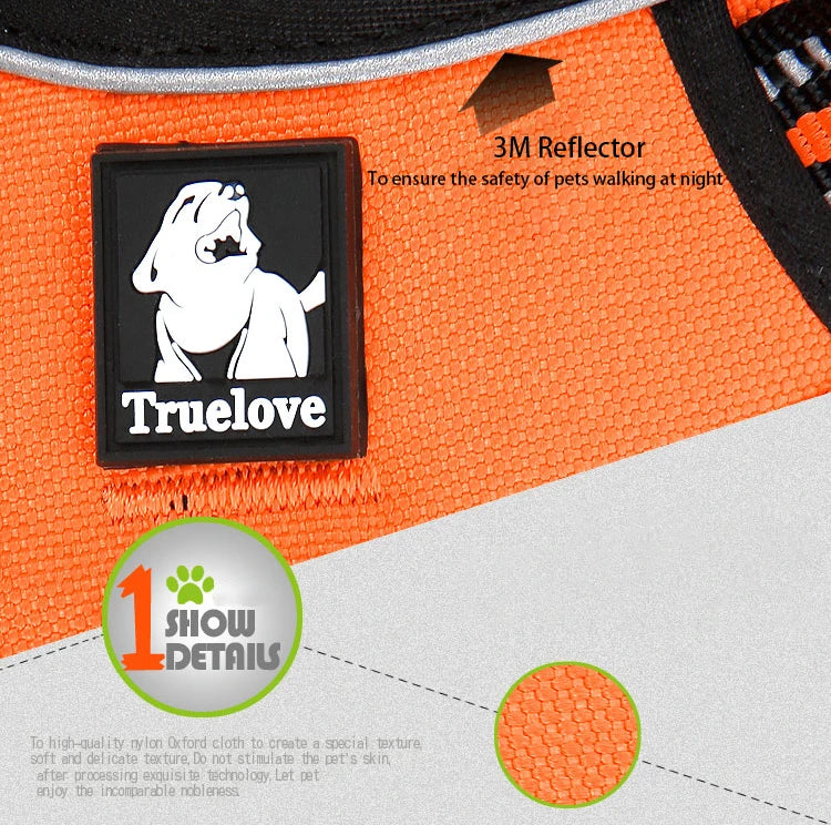 Truelove Harnais Chien Réfléchissant Nylon TLH5651 – Rembourré, Ajustable, Toutes Saisons | Sécurité Voiture & Balade
