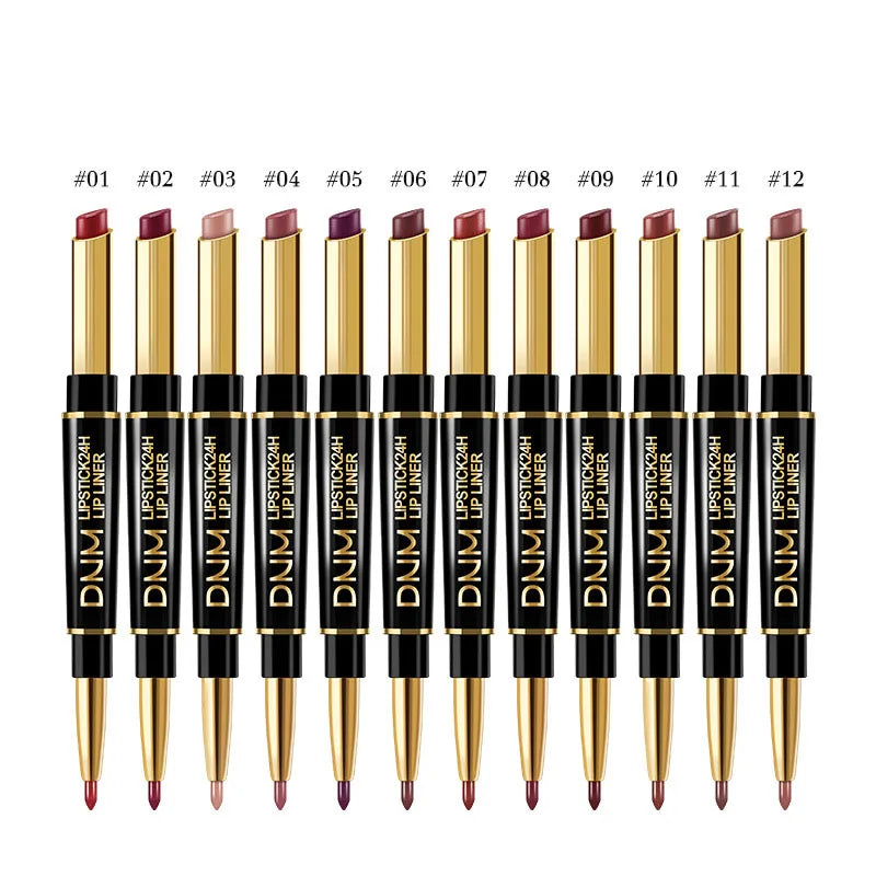 Crayon Lèvres 2-en-1 Mat – Rouge à Lèvres & Contour | Waterproof Longue Tenue