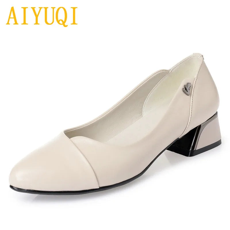 AIYUQI Chaussures Dress Cuir Véritable Rouge Femme 2024 – Bout Peu Profond Bureau Fashion