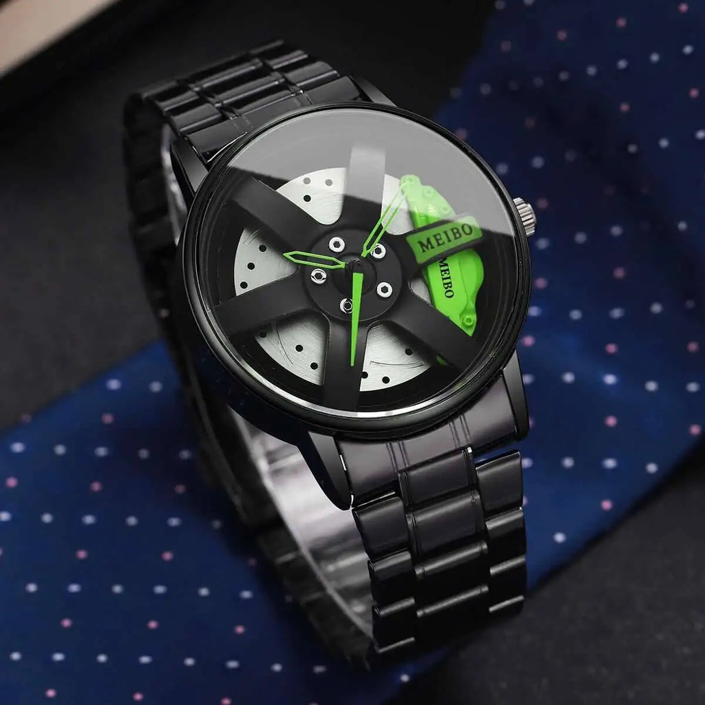 Montre Homme Sport Roue 3D Auto – Bracelet Acier Inoxydable Business Fashion