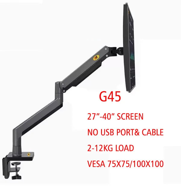 NB G40 Bras Articulé Moniteur 22''-40'' – Ressort à Gaz 360°, 3-15kg, Port USB 3.0 | Support Bureau Pince & Grommet