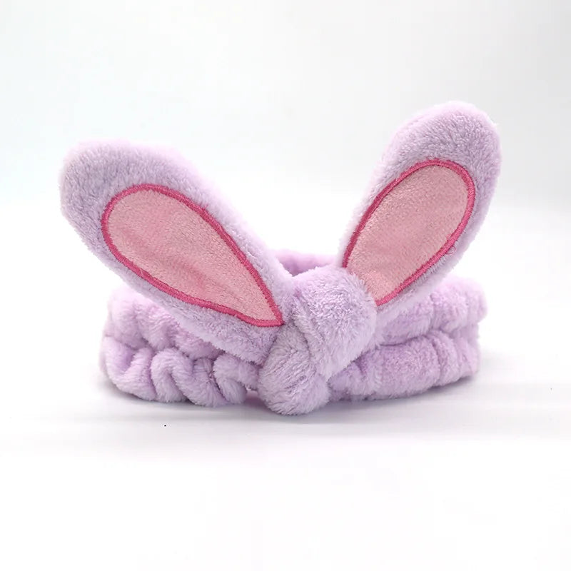 Bandeau Maquillage Oreilles de Lapin Coral Fleece – Élastique Doux | Soin Visage & Coiffure Fille