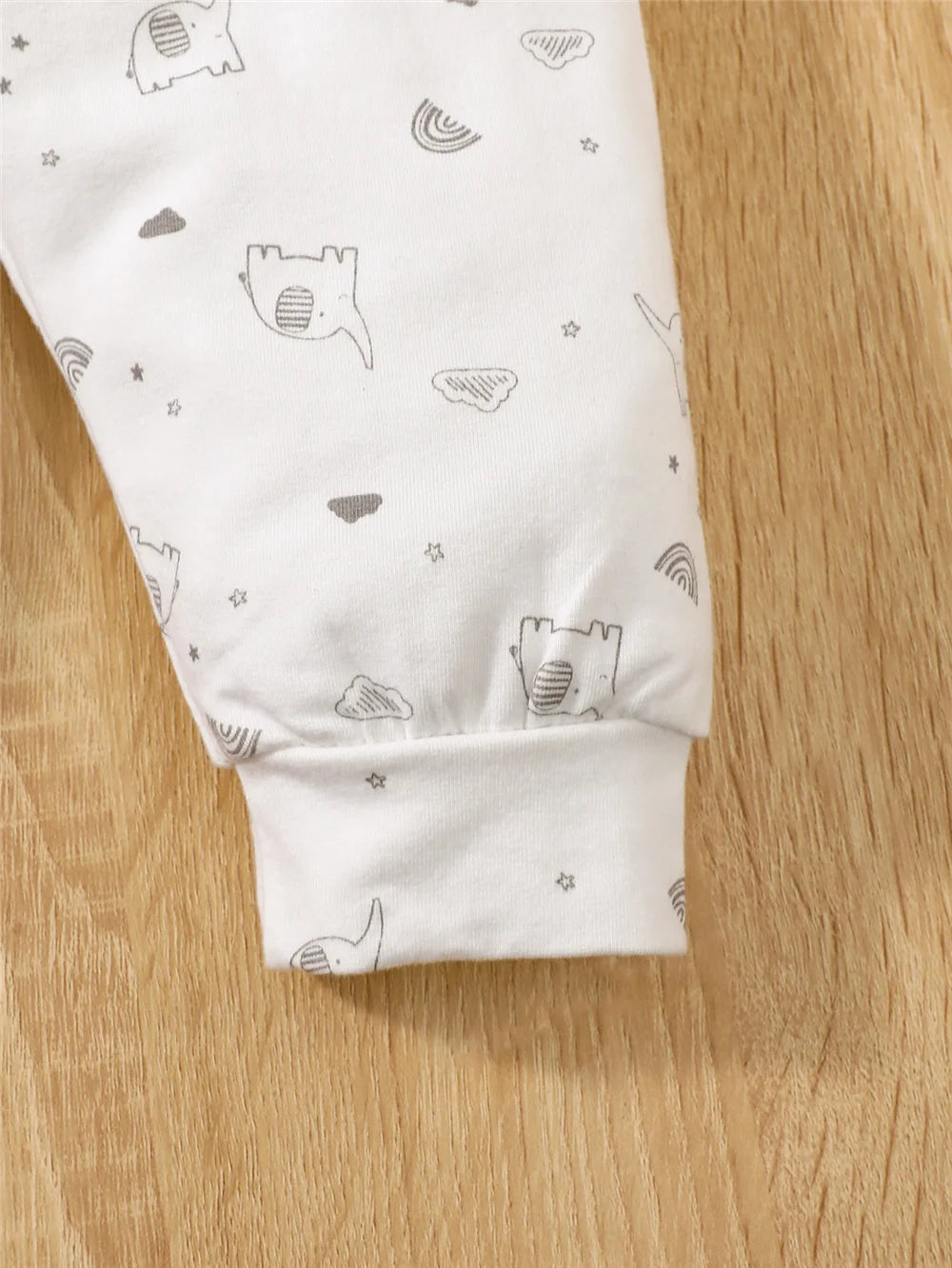 Tenue 3 Pièces Bébé Éléphant – Top Manches Longues + Pantalon + Bonnet Printemps Automne 0-9 Mois