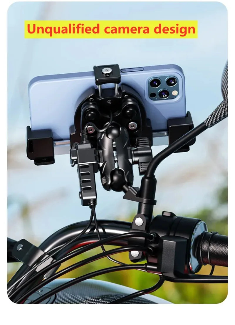 Support Téléphone Moto Chargeur Sans Fil 15W + USB-C 36W – Anti-Vol Anti-Vibration Guidon