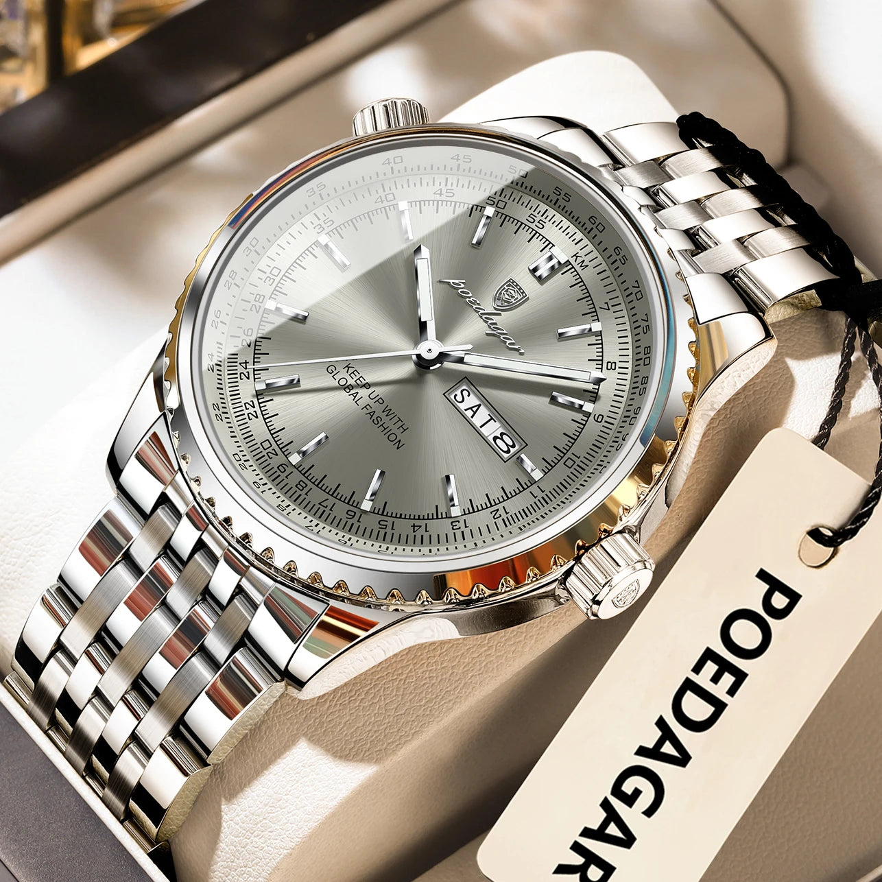 Montre Homme POEDAGAR Militaire Luxe Quartz – Acier Date Semaine Lumineux Étanche Fashion