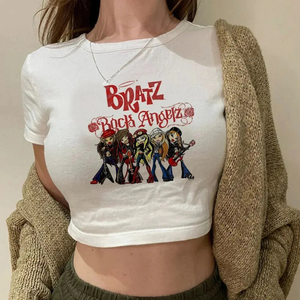 Crop Top Graphic Bratz Fairycore & Gothic - Korean Fashion Vintage Streetwear Femme