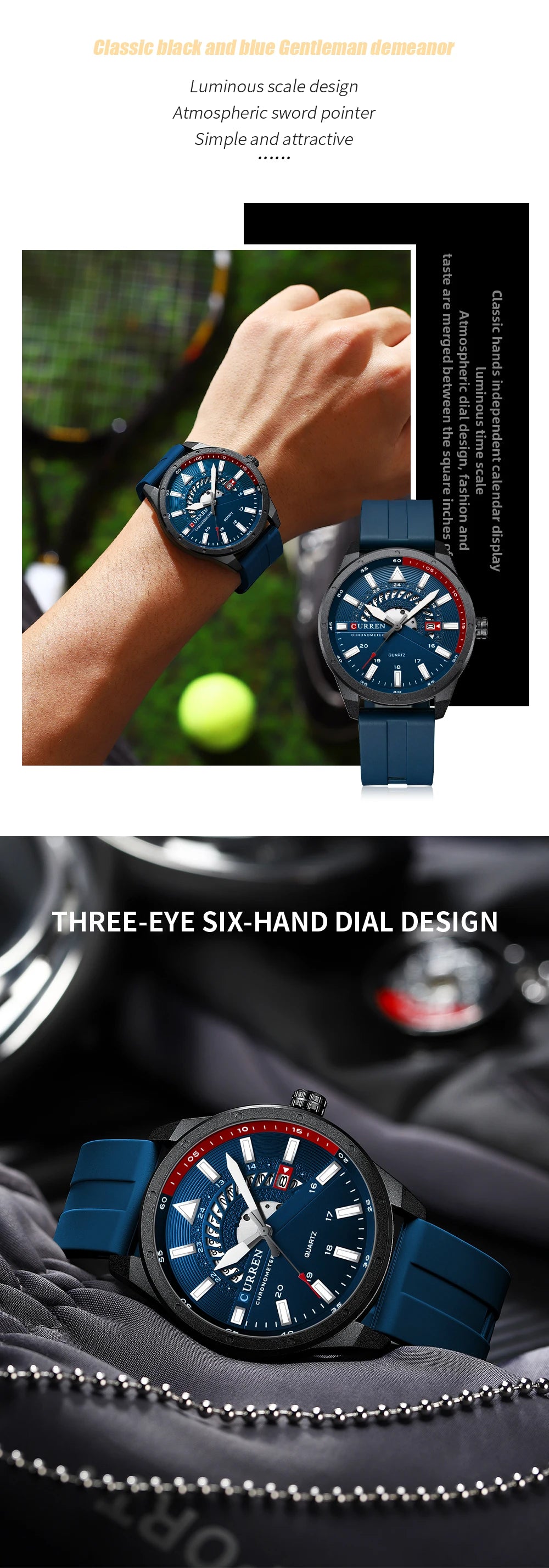 Montre Homme CURREN 8421 Quartz Fashion Calendrier Étanche Bracelet Silicone Sport Casual Business Élégante | Montre CURREN 8421 Quartz Sport Premium
