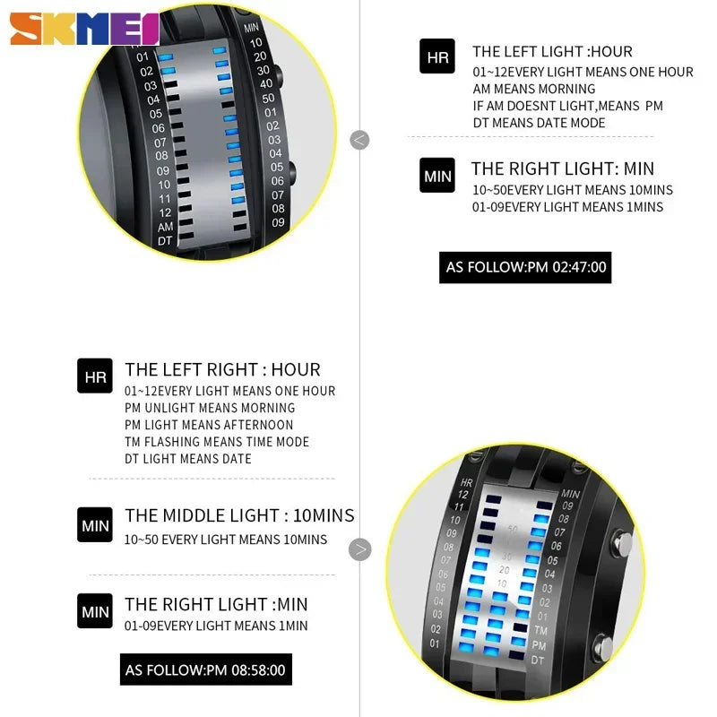 Montre Couple SKMEI 0926 LED Digital – Acier Inoxydable Étanche 5Bar Sport Créatif