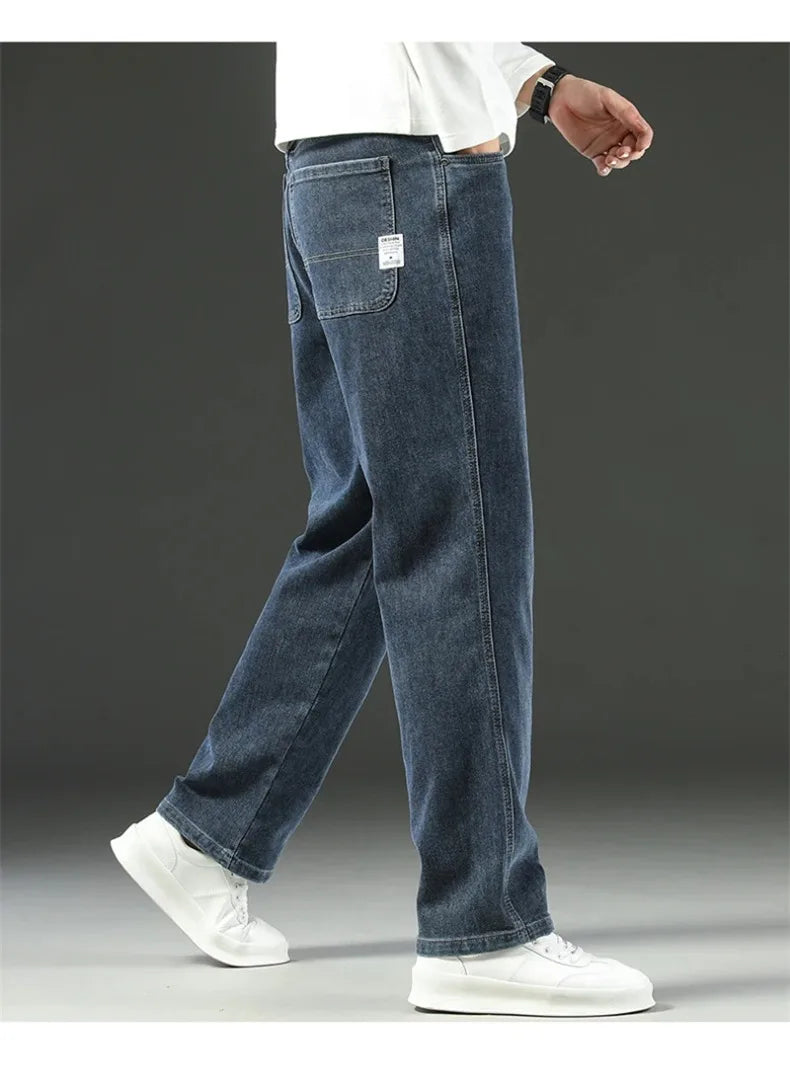 Herren Loose Straight Weites Bein Business Casual Bequem Vielseitig Frühling Herbst Elegant Zeitlos Fashion – Premium Wide Leg Business Casual Straight Jeans | Herren Denim Business Premium Mode