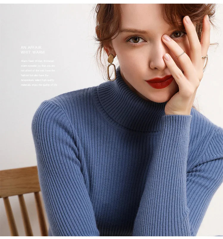 Pull Col Roulé Cachemire Ultra-Doux Femme - Tricot Basique Chic Automne Hiver | Heliar