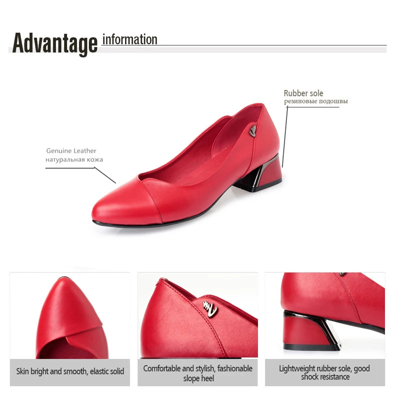 AIYUQI Chaussures Dress Cuir Véritable Rouge Femme 2024 – Bout Peu Profond Bureau Fashion