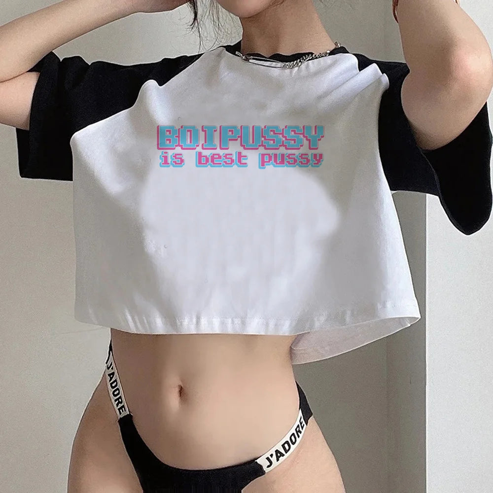 Crop Top Aesthetic Fairycore Grunge Femme – Style Kawaii Féerique | T-Shirt Court Tendance
